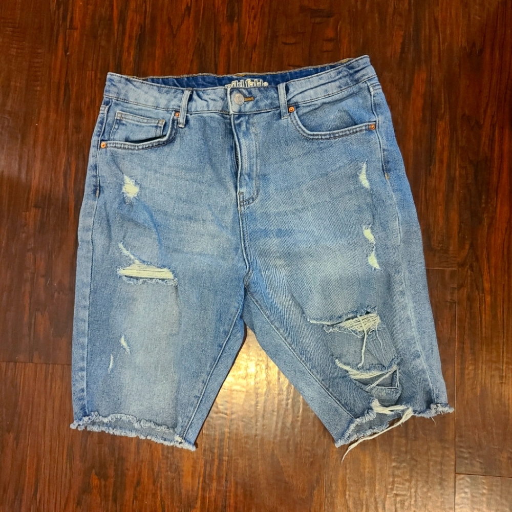 Distressed Womens Bermuda Shorts